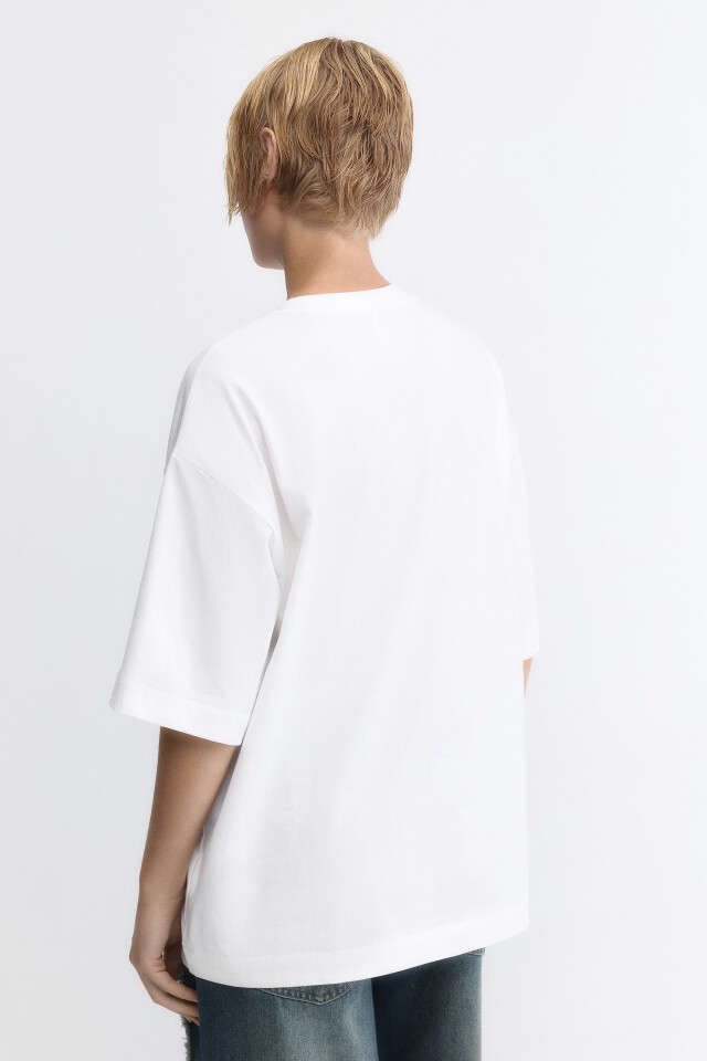 Футболка oversize хлопковая с принтом - цвет белый - 4