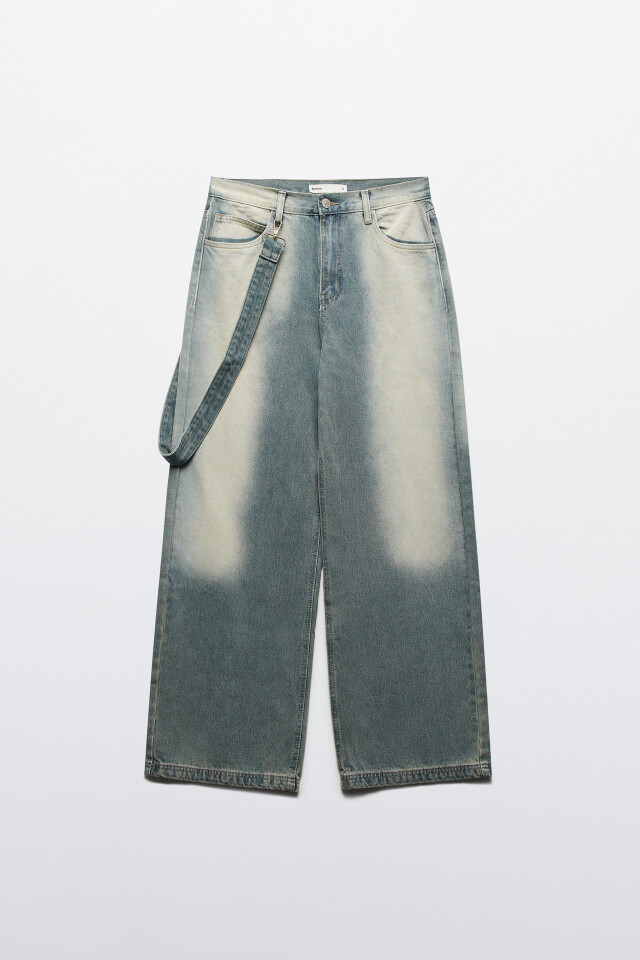 Джинсы baggy fit с декоративным ремнем - цвет синий - 8