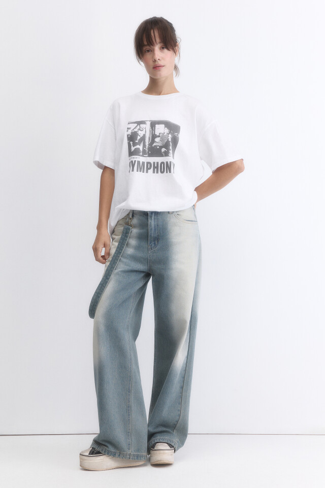 Джинсы baggy fit с декоративным ремнем - цвет синий - 5