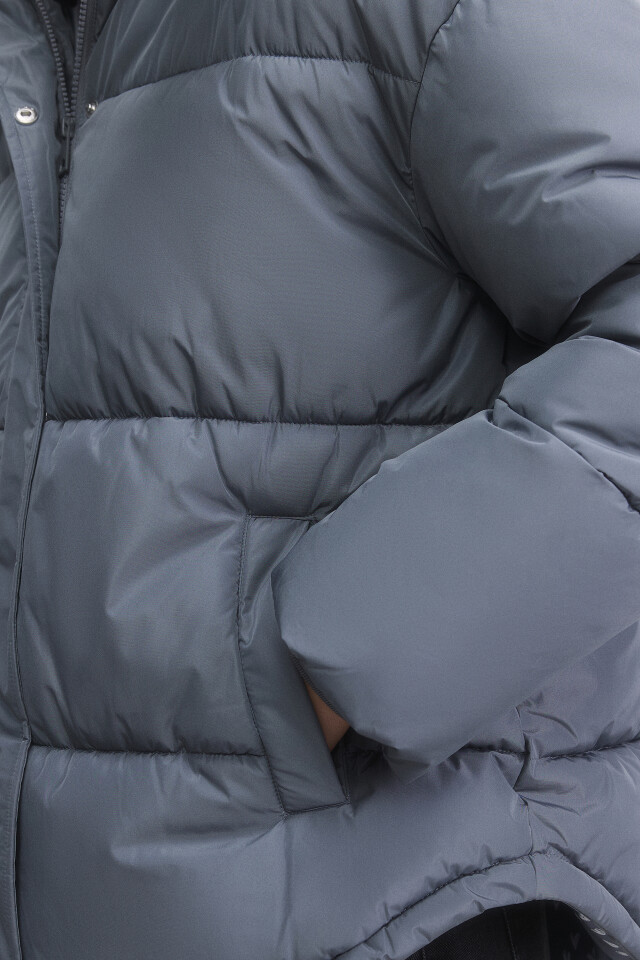 Куртка oversize стеганая с капюшоном - цвет серый - 7