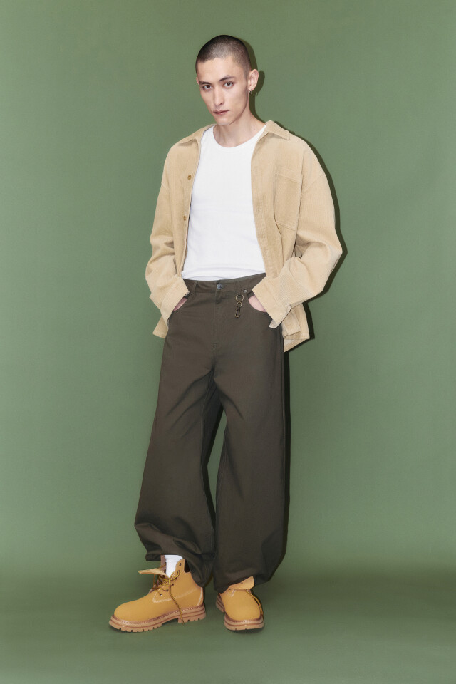 Брюки skater fit широкие хлопковые - цвет зеленый - 2