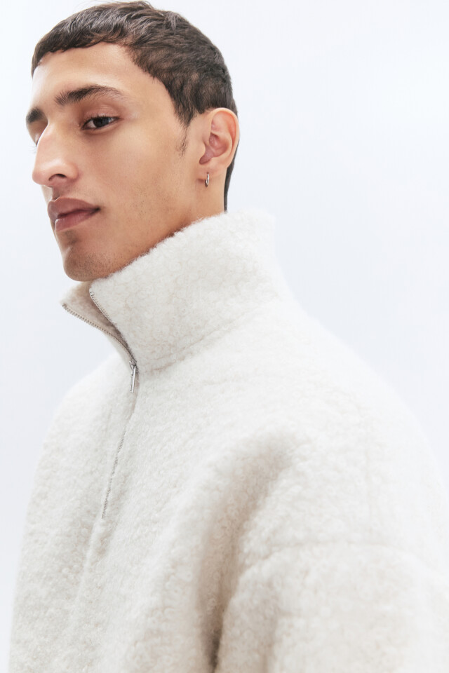 Толстовка half-zip флисовая с воротником-стойкой - цвет бежевый - 2