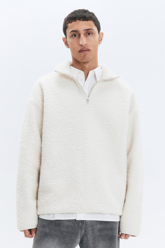 Толстовка half-zip флисовая с воротником-стойкой - цвет бежевый - 3