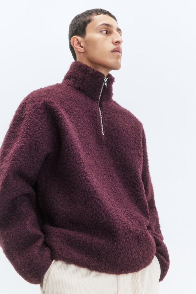 Толстовка half-zip флисовая с воротником-стойкой - цвет фиолетовый - 1