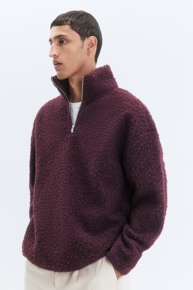 Толстовка half-zip флисовая с воротником-стойкой - цвет фиолетовый - 4