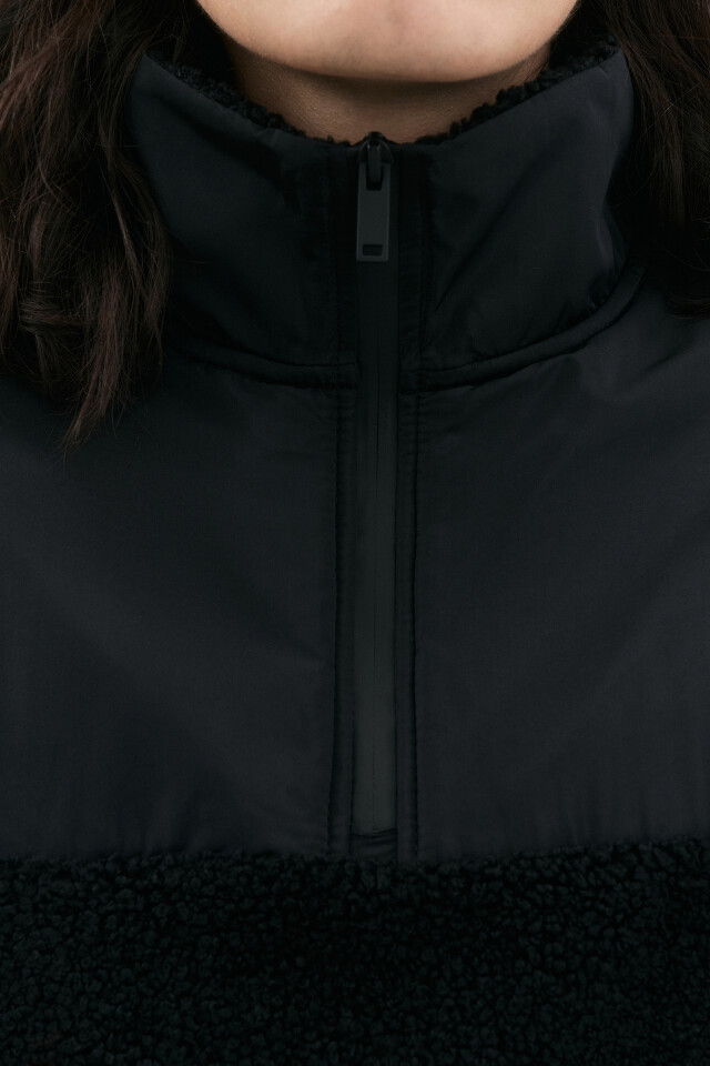 Свитшот half-zip утепленный с воротником-стойкой - цвет черный - 7