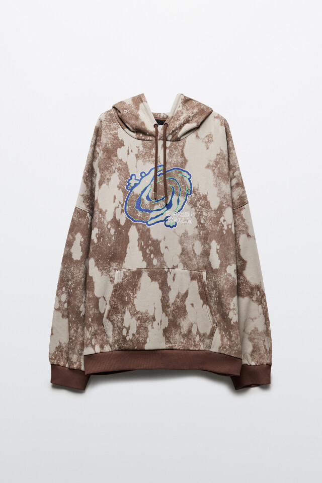 Худи oversize с эффектом тай-дай и принтом - цвет коричневый - 10