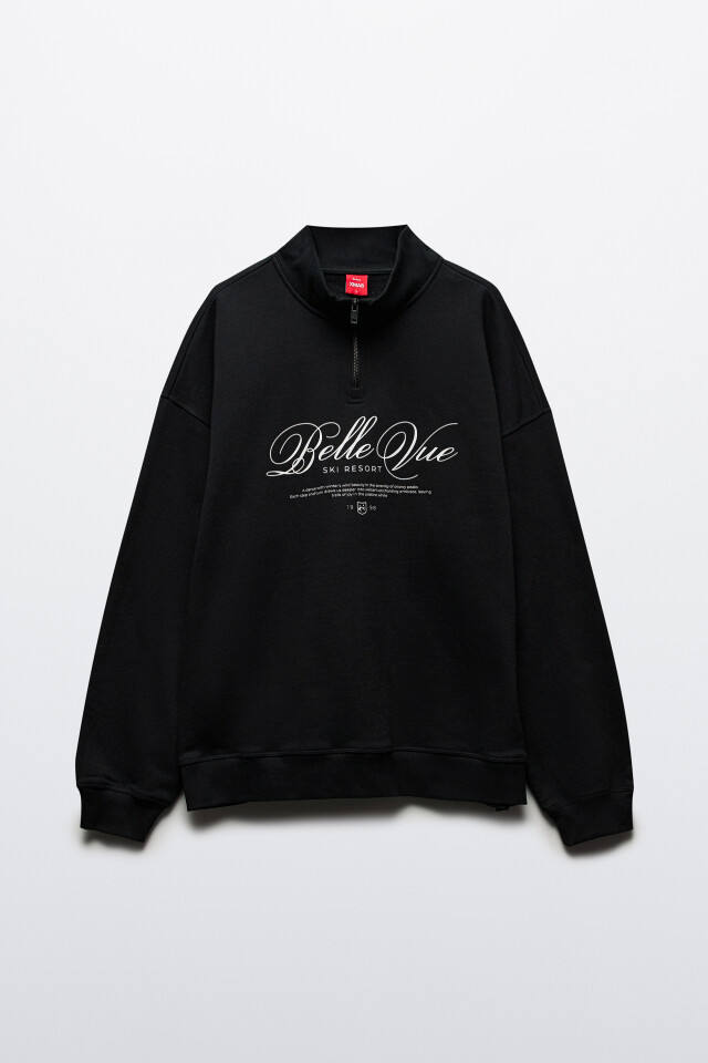 Свитшот half zip с зимним принтом - цвет черный - 11