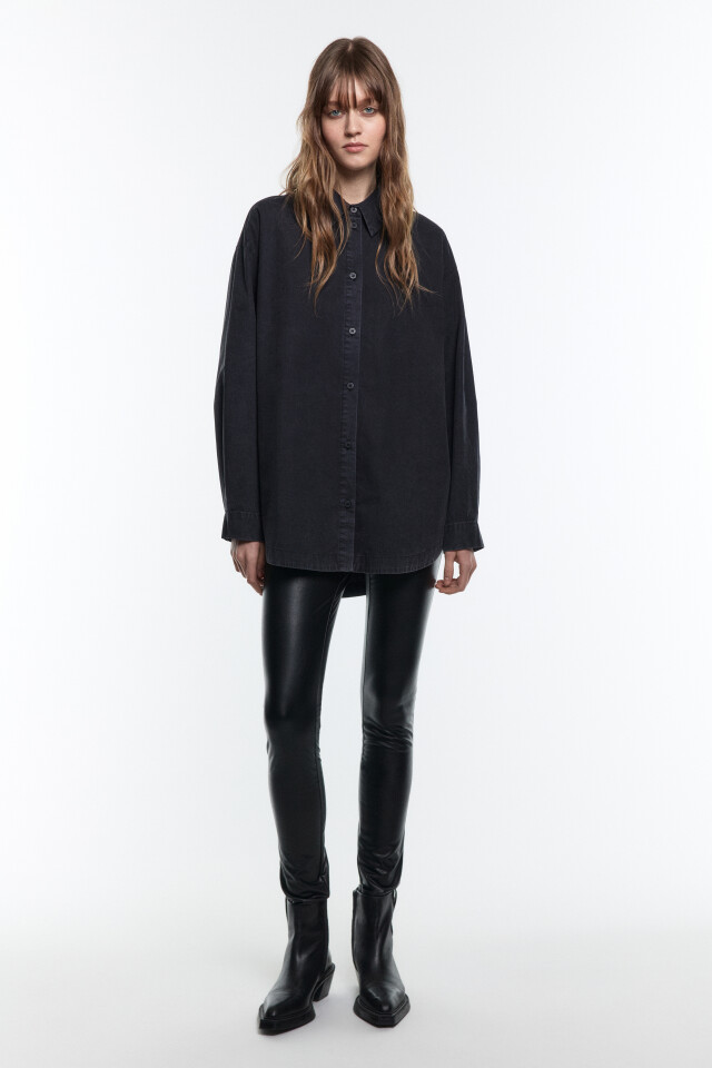 Рубашка oversize из хлопка - цвет серый - 5