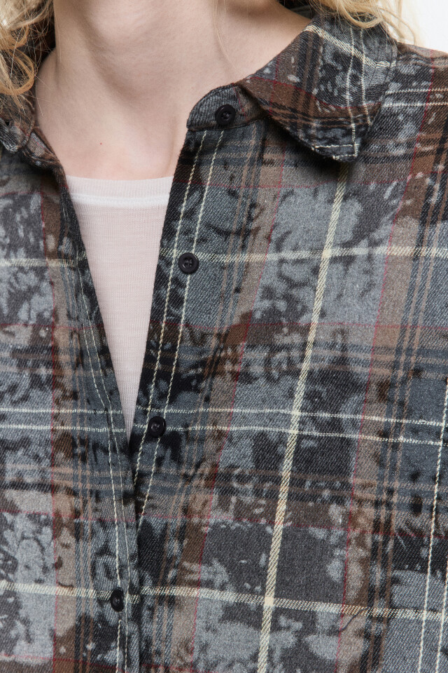 Рубашка oversize клетчатая с состаренным эффектом - цвет мультиколор - 7