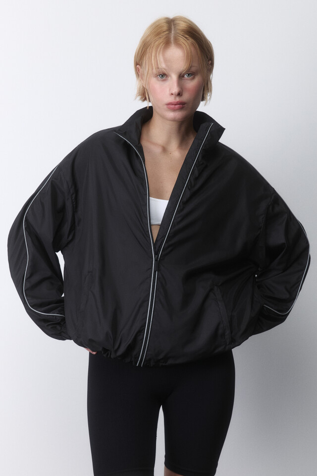 Куртка-олимпийка oversize спортивная - цвет черный - 2