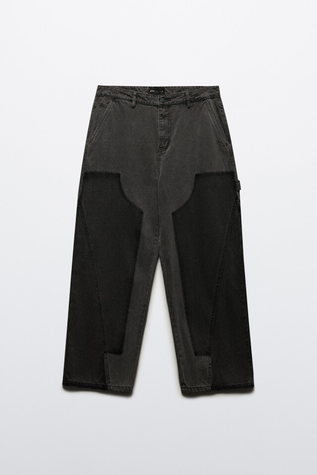 Джинсы baggy fit в стиле пэчворк - цвет серый - 7