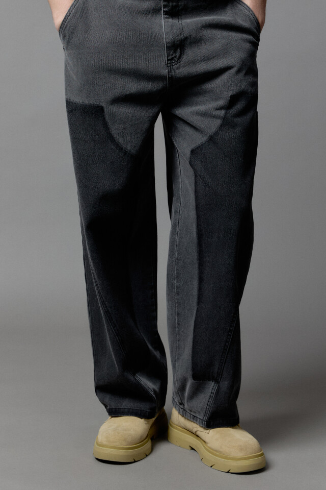 Джинсы baggy fit в стиле пэчворк - цвет серый - 3