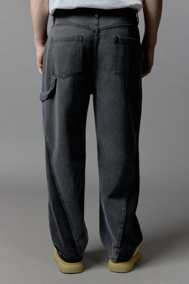 Джинсы baggy fit в стиле пэчворк - цвет серый - 5