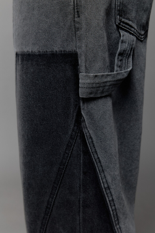 Джинсы baggy fit в стиле пэчворк - цвет серый - 6