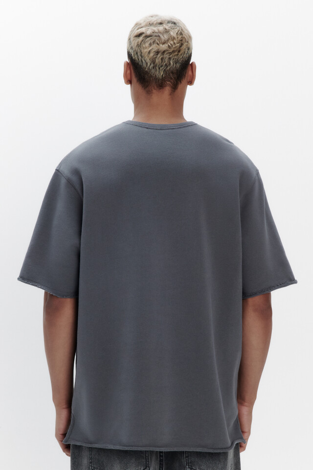 Футболка oversize из хлопкового футера - цвет серый - 3