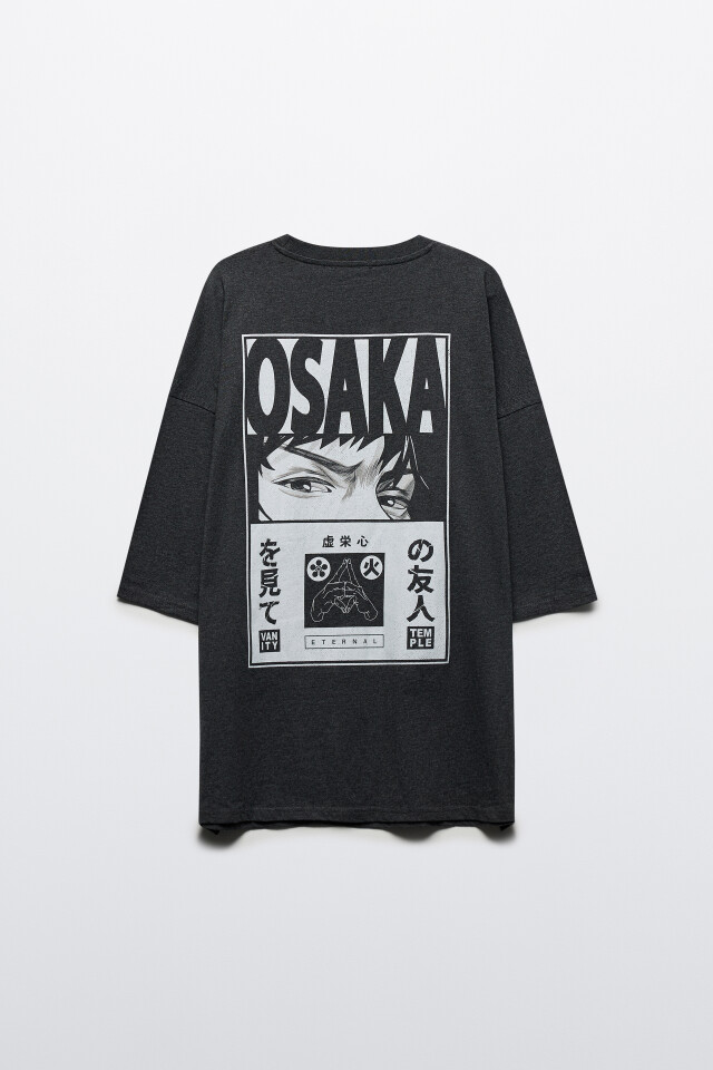 Футболка oversize хлопковая с принтом - цвет черный - 9