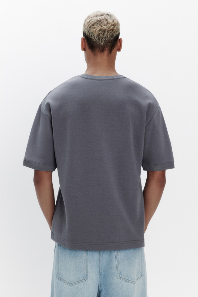 Футболка oversize из хлопкового футера - цвет серый - 3
