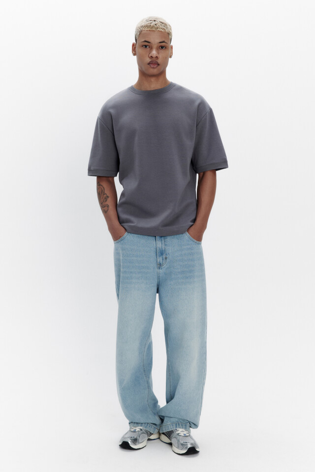 Футболка oversize из хлопкового футера - цвет серый - 4
