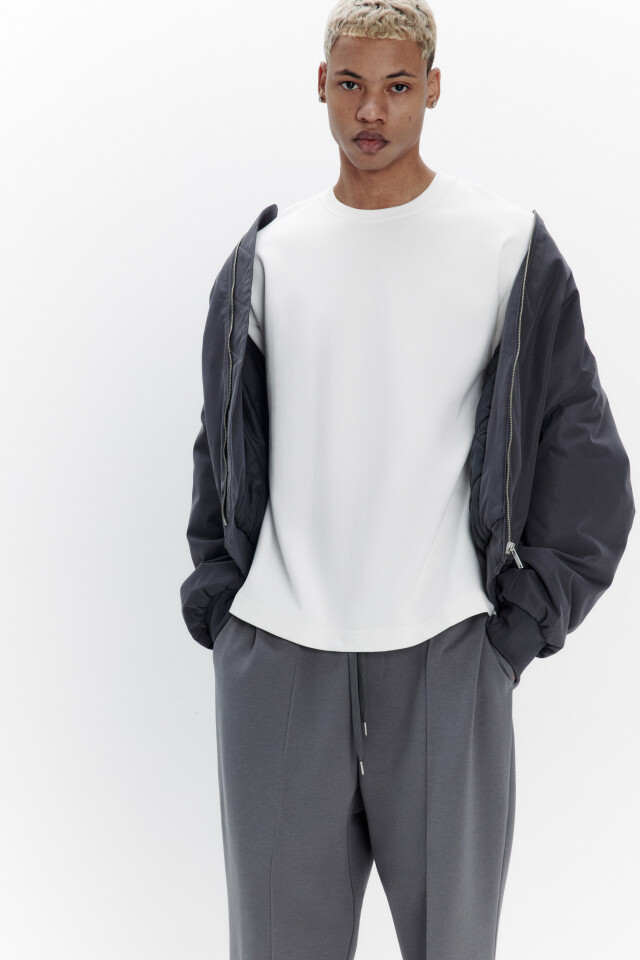 Футболка oversize из хлопкового футера - цвет бежевый - 1