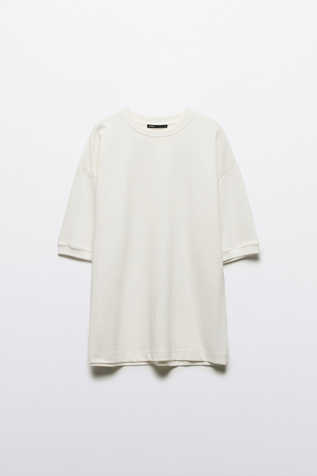 Футболка oversize из хлопкового футера - цвет бежевый - 7