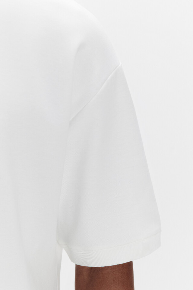 Футболка oversize из хлопкового футера - цвет бежевый - 6