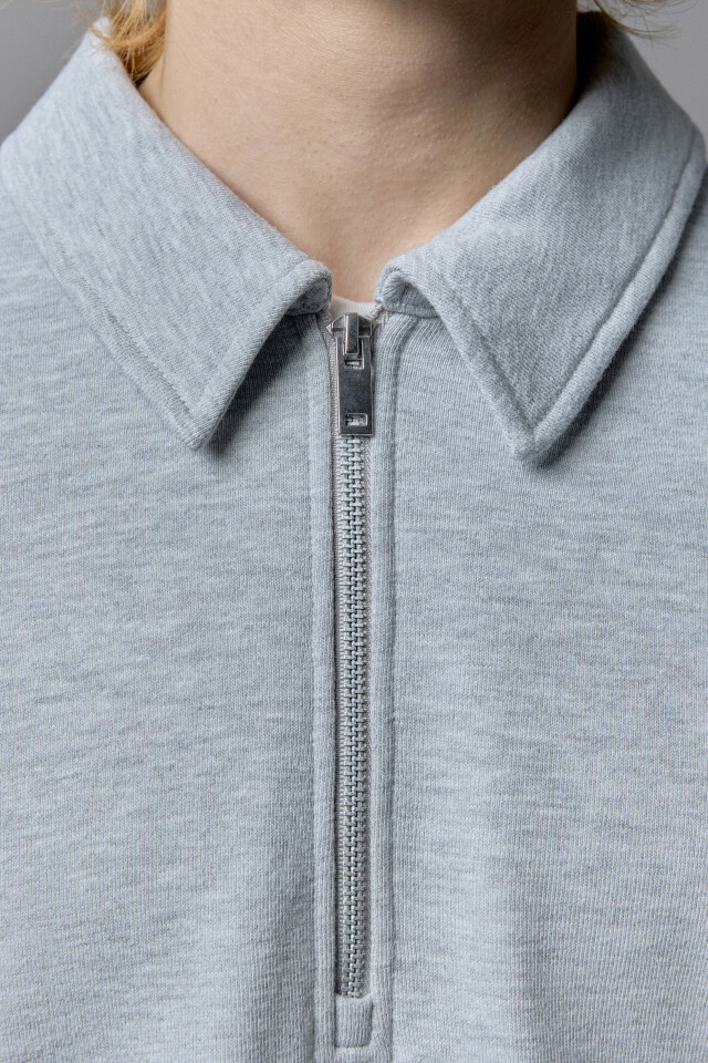 Толстовка half zip с вышитой надписью - цвет серый - 7
