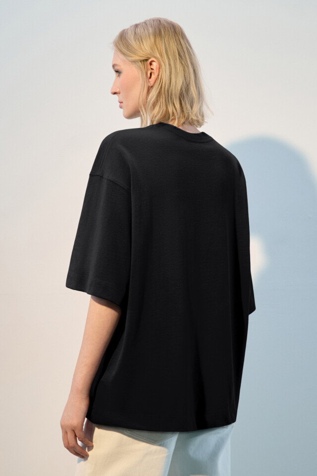 Футболка oversize из плотного хлопка - цвет черный - 3