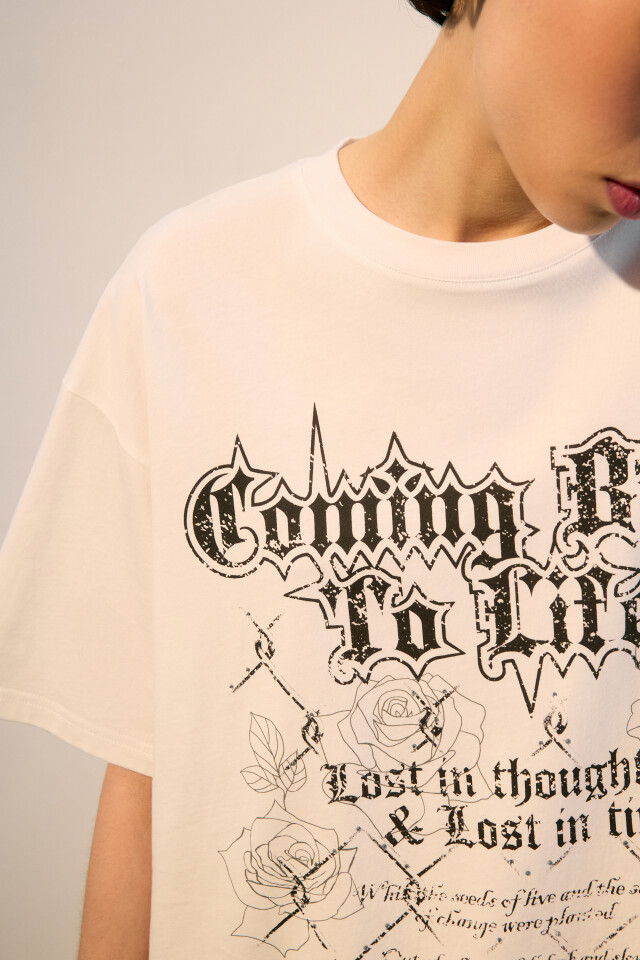 Футболка oversize с принтом в стиле гранж - цвет белый - 8