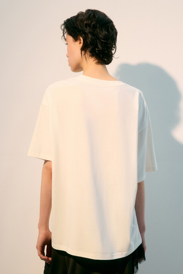 Футболка oversize с принтом в стиле гранж - цвет белый - 3
