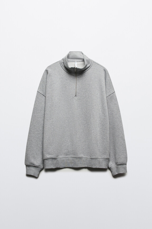 Толстовка half zip из футера - цвет серый - 8