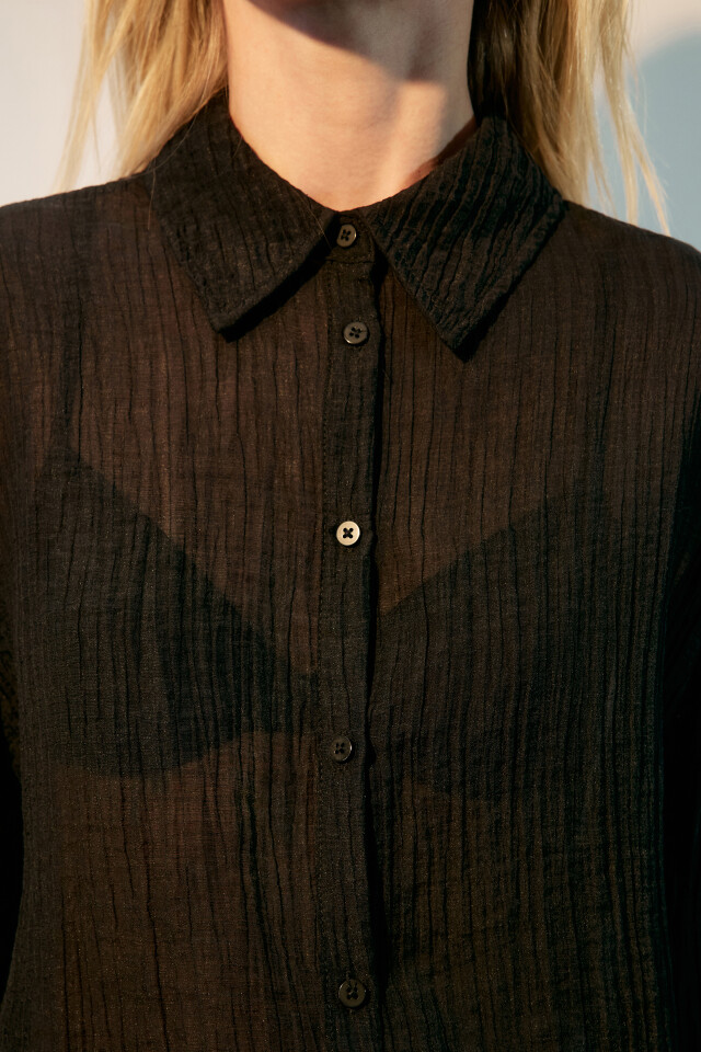 Рубашка oversize из лиоцелла - цвет черный - 5