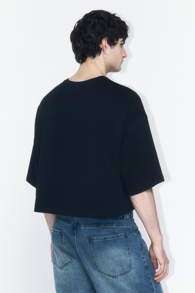 Футболка oversize из плотного хлопка - цвет черный - 3