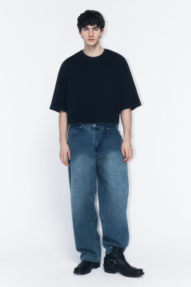Футболка oversize из плотного хлопка - цвет черный - 4