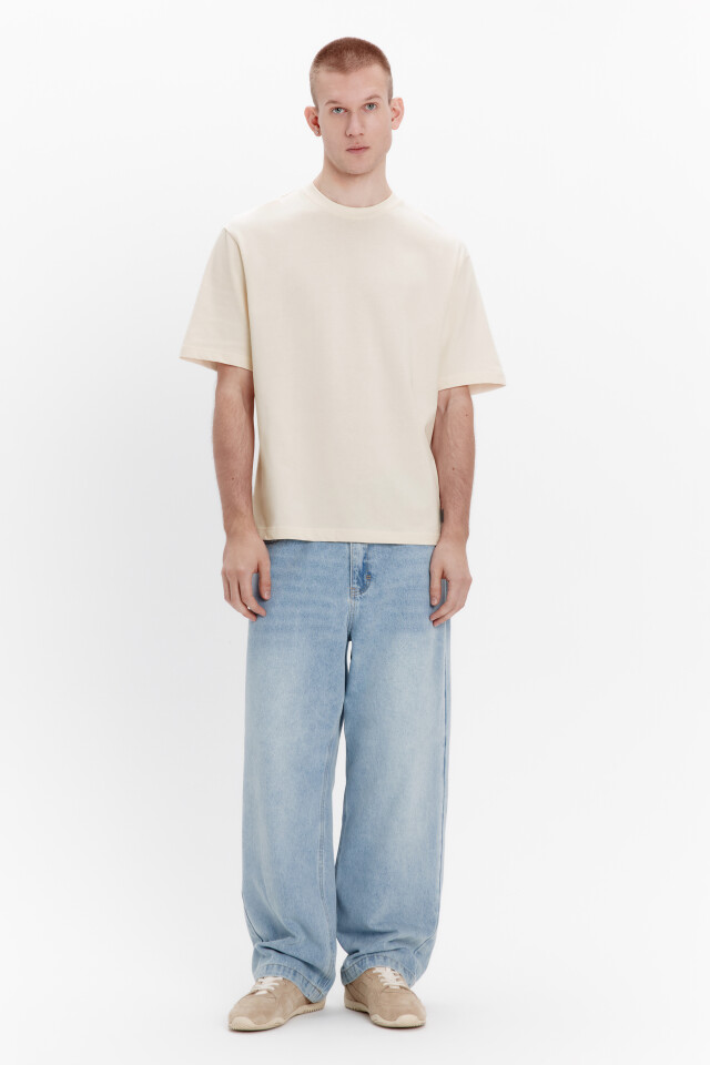 Футболка oversize базовая из хлопка - цвет бежевый - 4