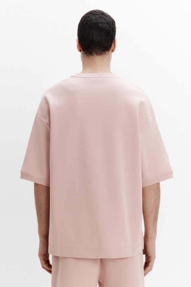 Футболка oversize из плотного трикотажа - цвет розовый - 3