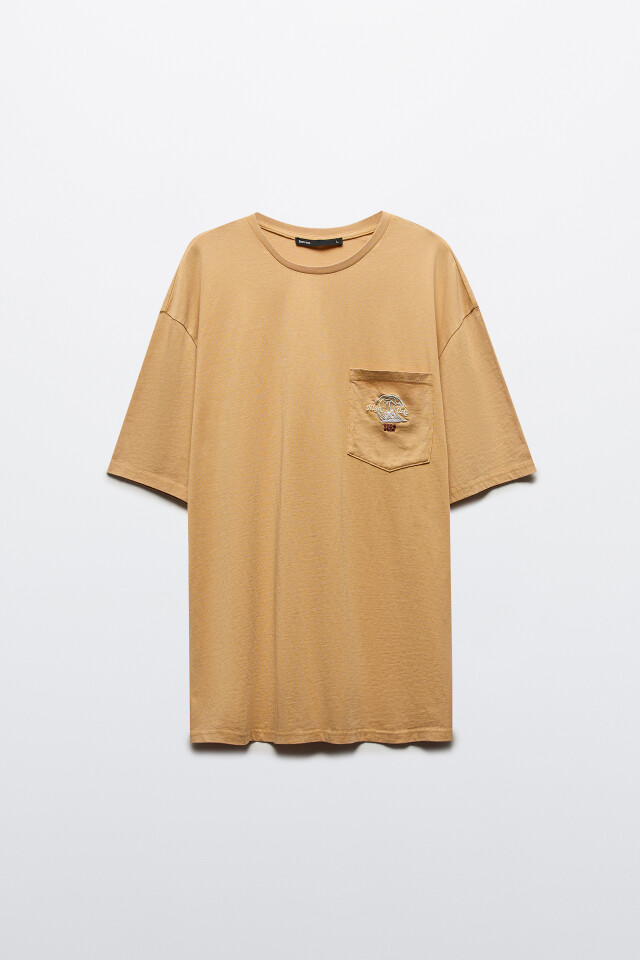 Футболка oversize с карманом и принтом - цвет оранжевый - 7