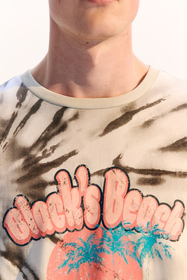 Футболка oversize с эффектом тай-дай и принтом - цвет серый - 6