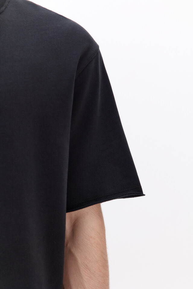 Футболка oversize из хлопкового футера - цвет черный - 6