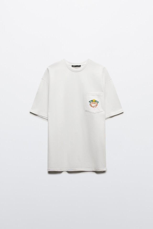 Футболка oversize с карманом и принтом - цвет белый - 7