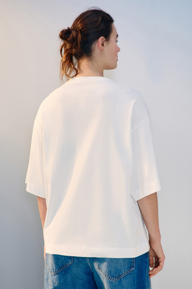 Футболка oversize с принтом - цвет белый - 3