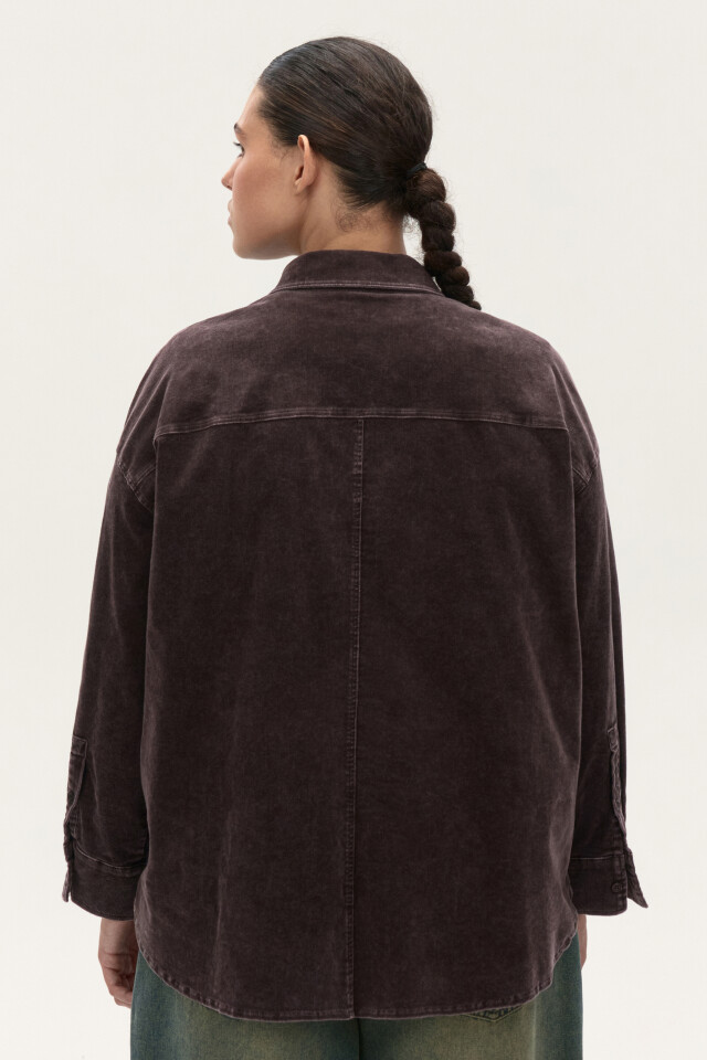 Рубашка oversize из вельвета - цвет коричневый - 5