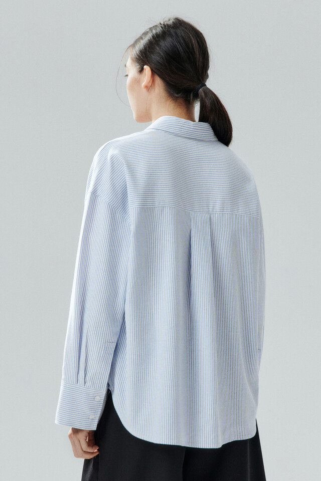 Рубашка oversize в полоску - цвет голубой - 3