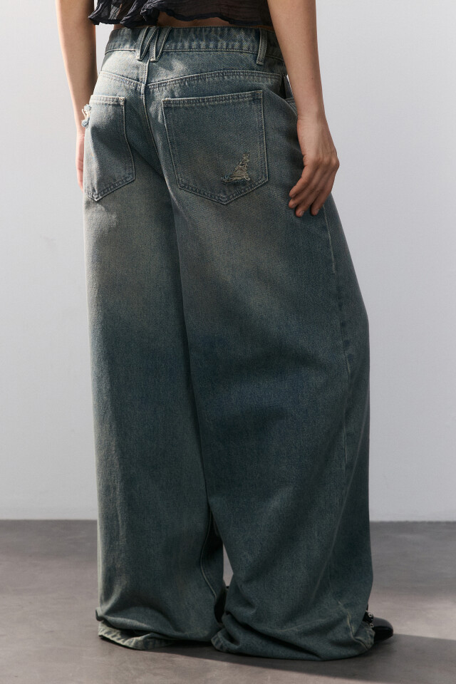 Джинсы baggy fit со средней посадкой - цвет темный тинт - 3