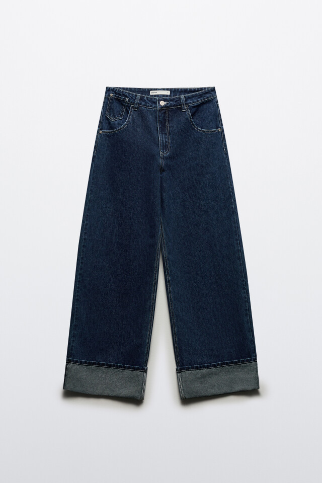 Джинсы baggy fit с подворотами - цвет синий - 7