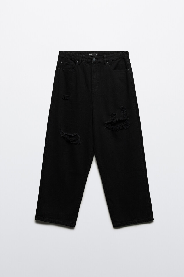 Джинсы baggy fit рваные - цвет черный - 7