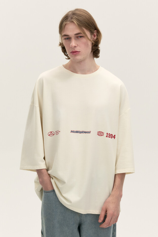 Футболка oversize с принтом - цвет белый - 3