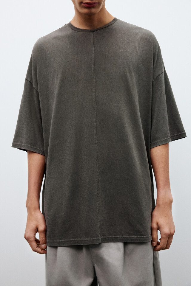 Футболка oversize с вареным эффектом - цвет коричневый - 6