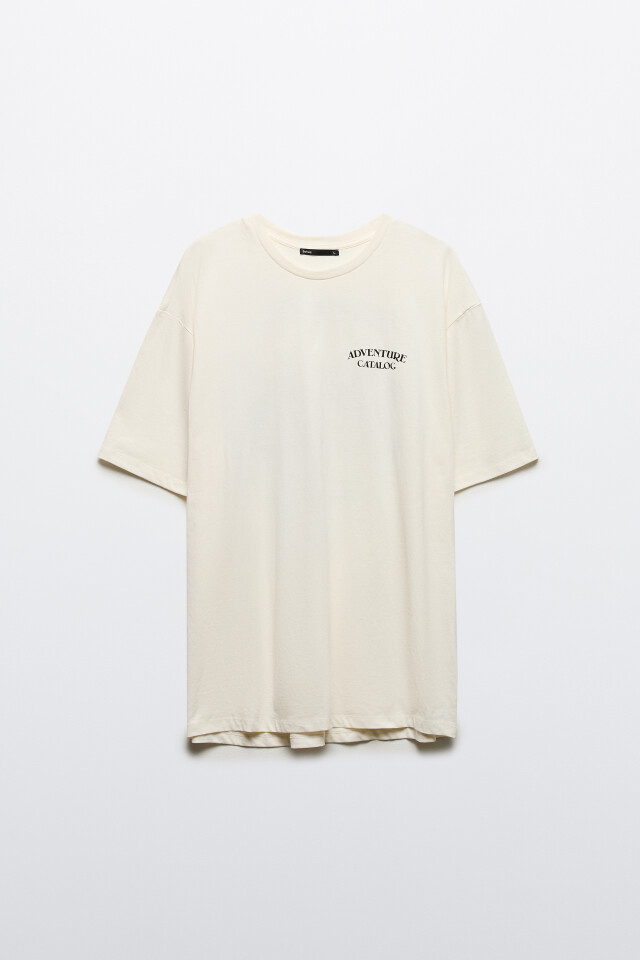 Футболка oversize с принтом - цвет бежевый - 9