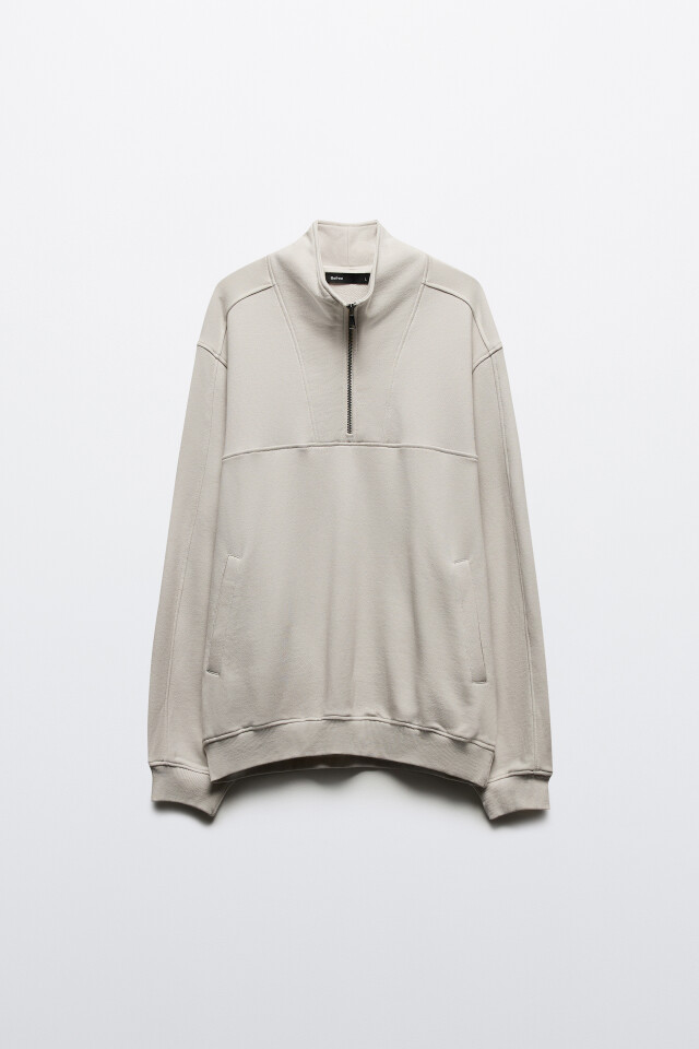 Толстовка half zip из футера - цвет бежевый - 8